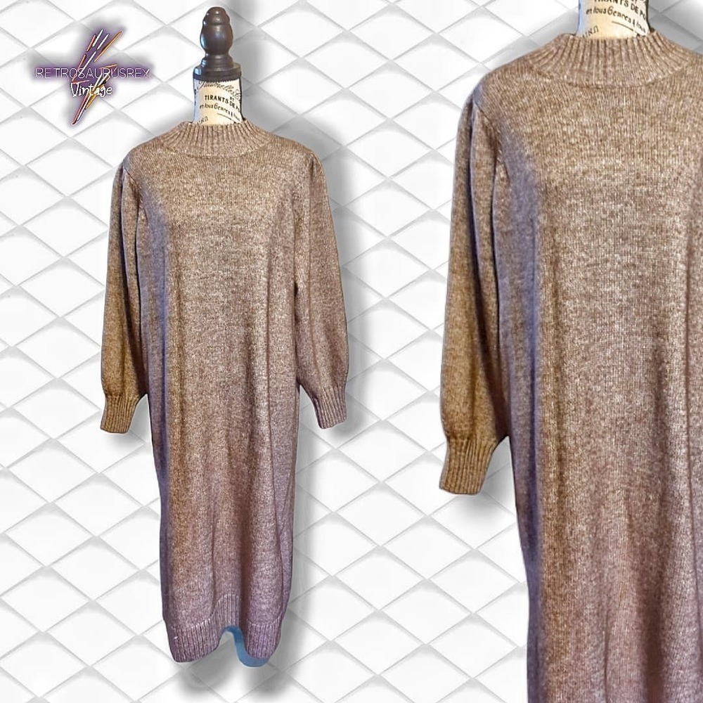 Monki ASOS Long Sleeve Wool Ribbed Sweater Dress, XL